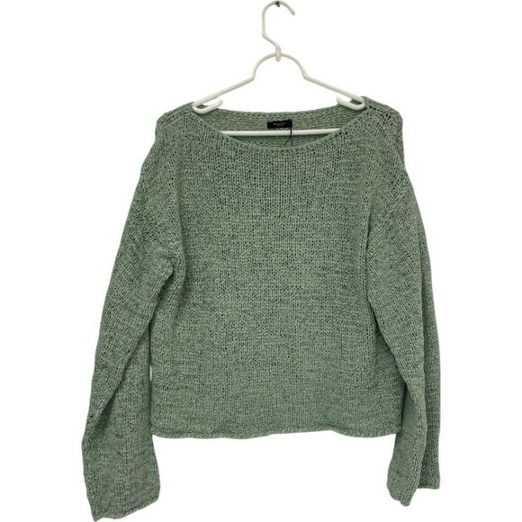 Massimo Dutti Womens Sweater Size S Green Boat Neck Open Knit 5614/608 NWOT - Picture 2 of 12